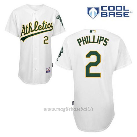 Maglia Baseball Uomo Oakland Athletics Tony Phillips 2 Bianco 1ªCool Base